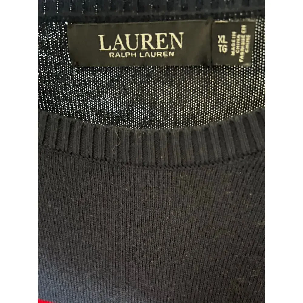 Lauren Ralph Lauren black label striped crewneck sweater dark navy XL